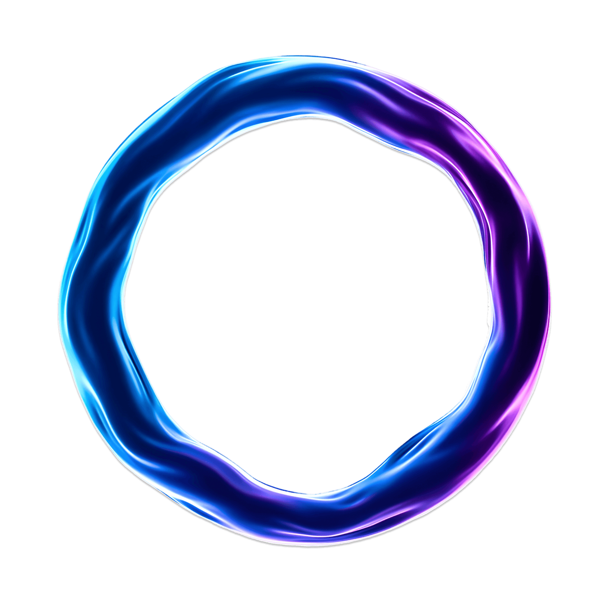 Cercle 3D abstrait et minimaliste, motif signature de l'identité visuelle de Novaa.studio symbolisant la fluidité et l'innovation technologique.