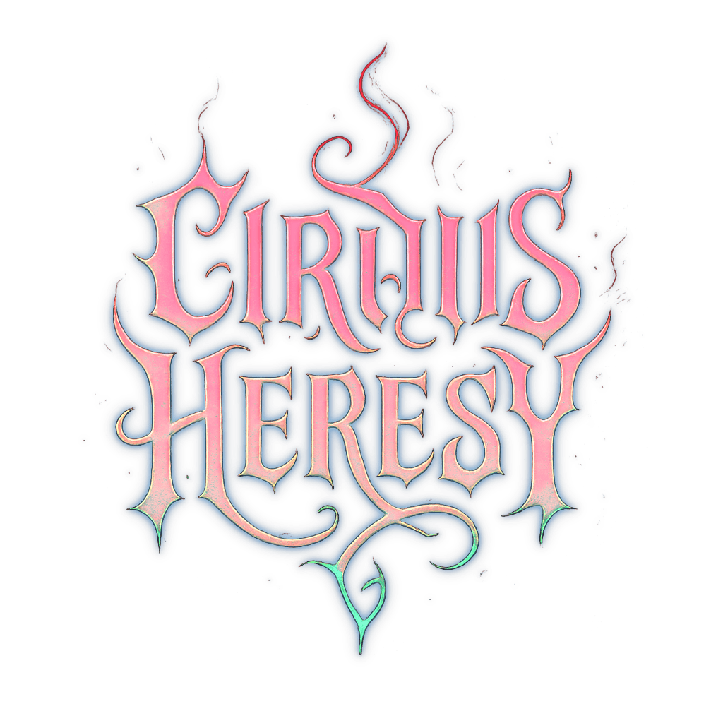 Cirqus Heresy logo with ornate gothic lettering and mystical pentagram symbol