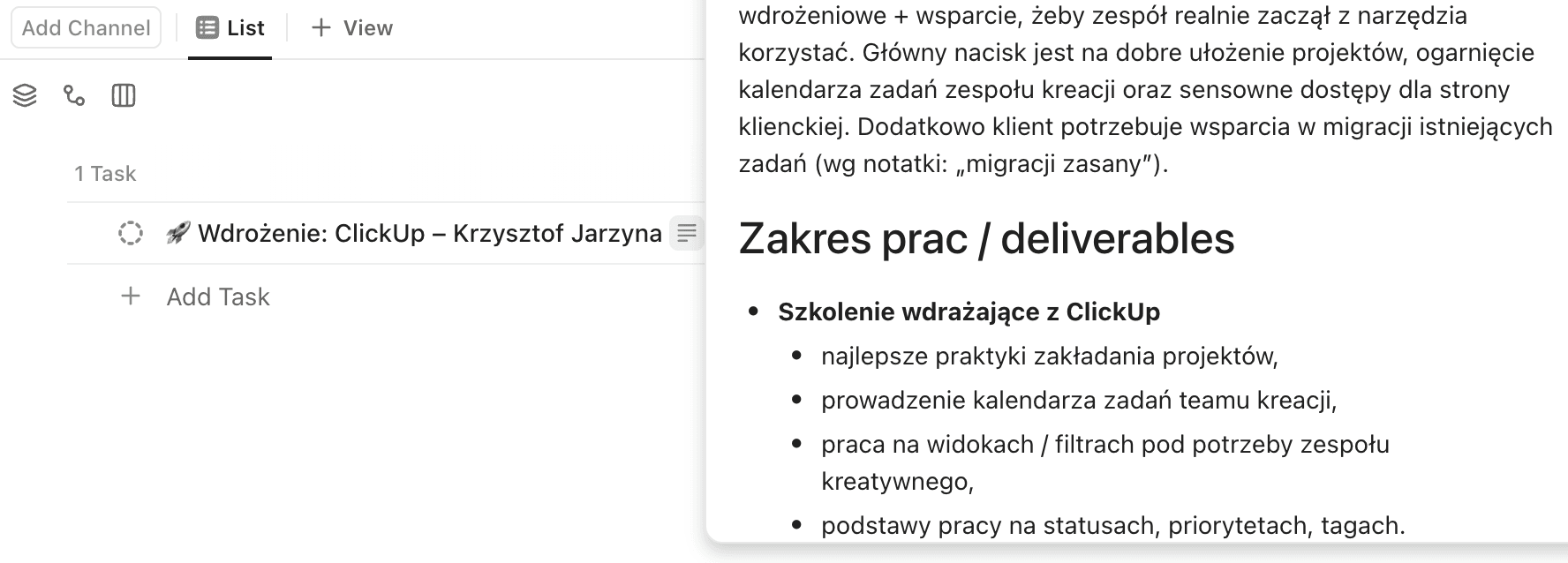 clickup szablony handoff