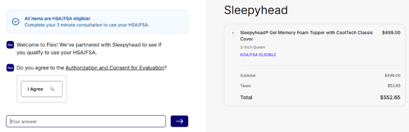Letter of Medical Necessity consultation for mattress store using Flex