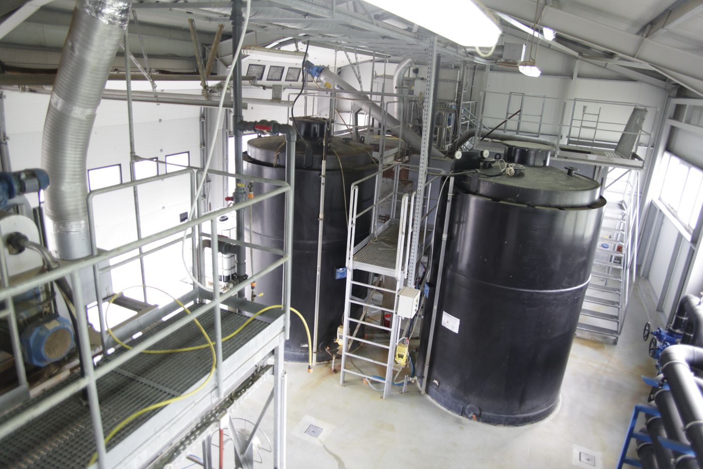 Indoor dissolved air flotation and chemical dosing tanks at the Hungerit plant, Szentes, Hungary
