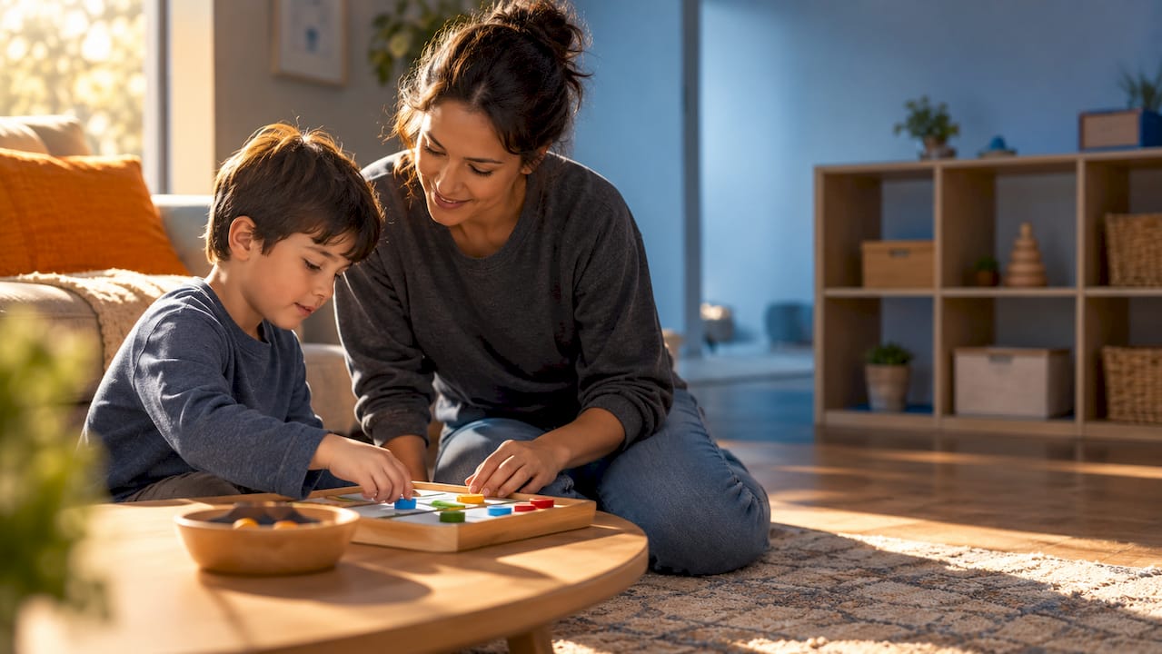 Respite caregiver supporting child at home