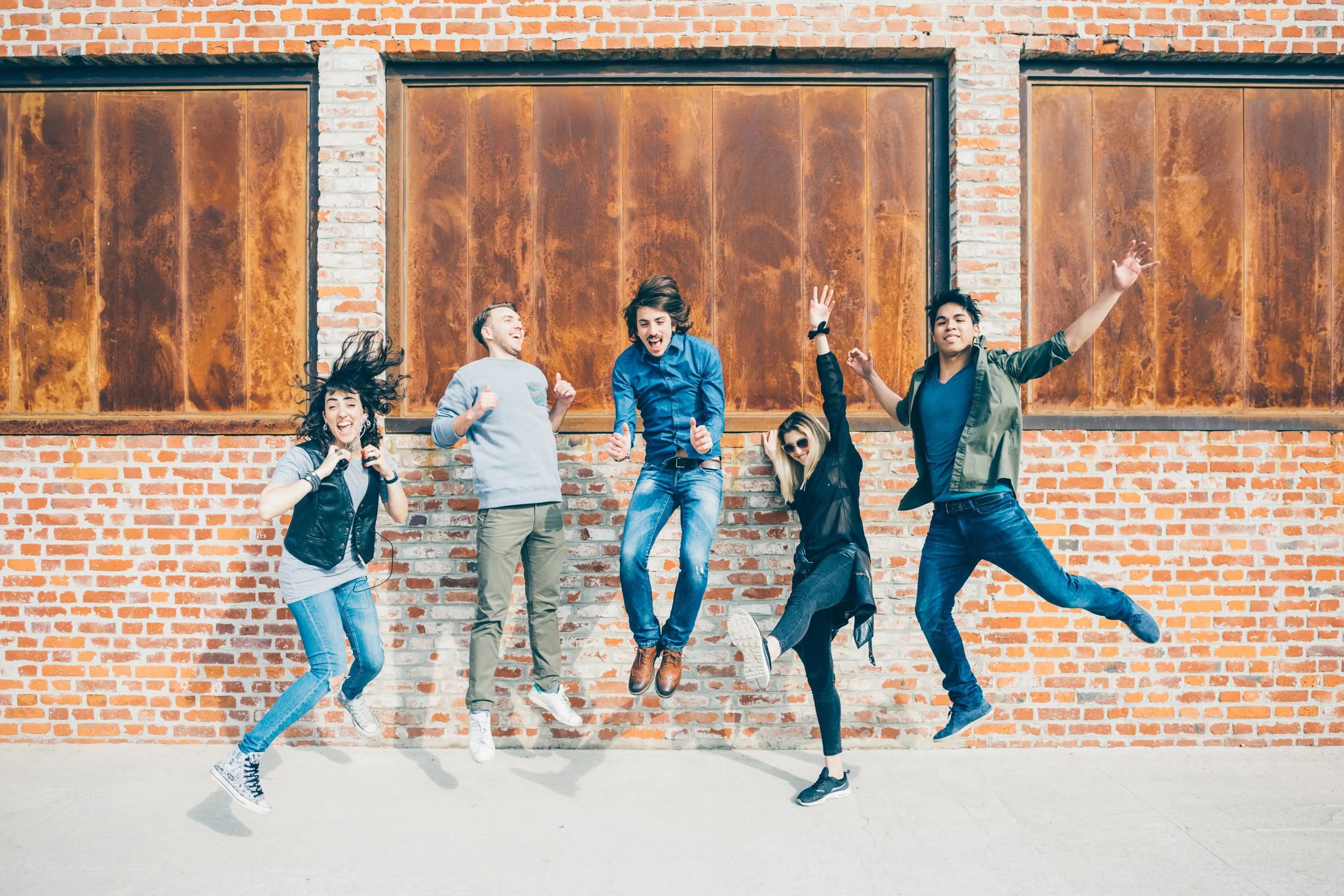 Employees Jumping