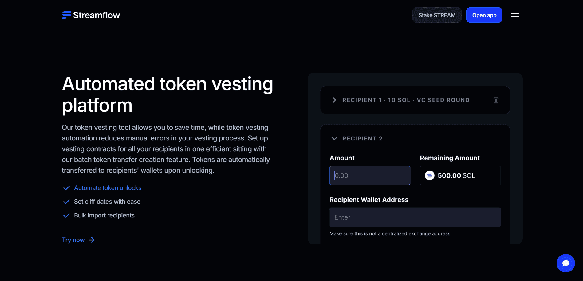 token vesting schedule on Solana