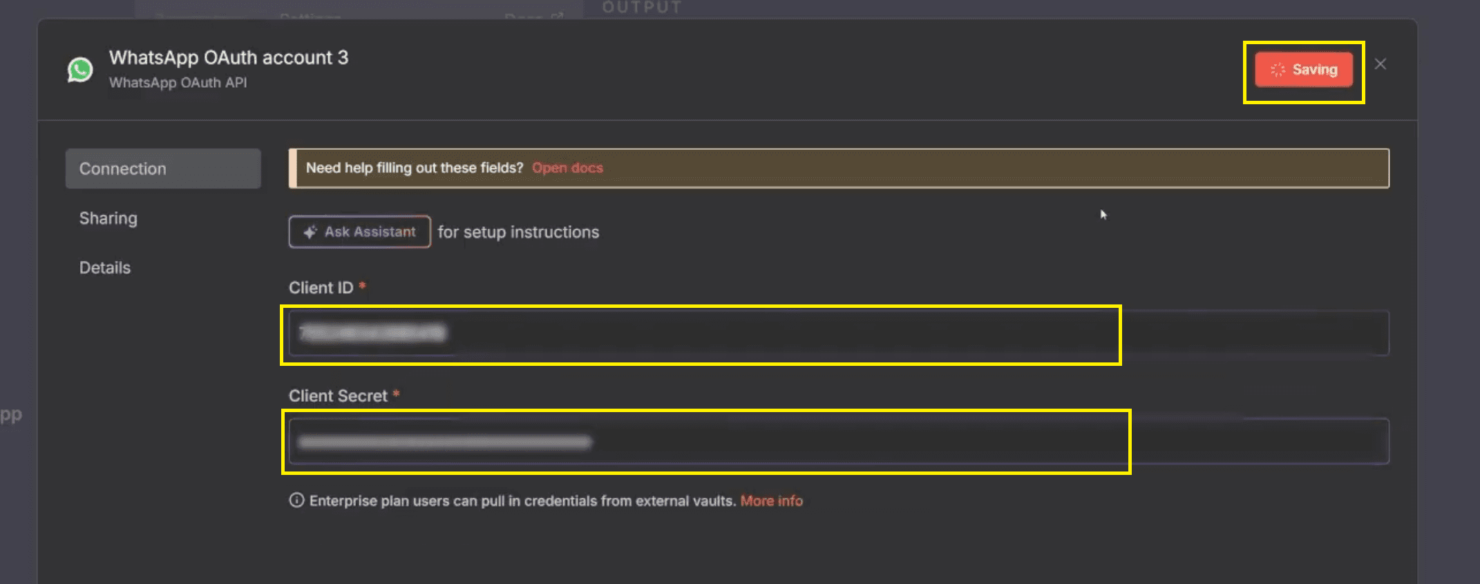 3. client id, client secret, save