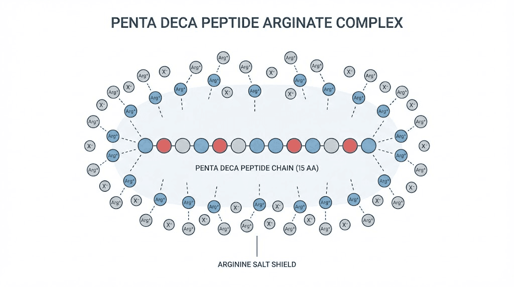 Penta deca peptide arginate molecular structure with arginine salt form