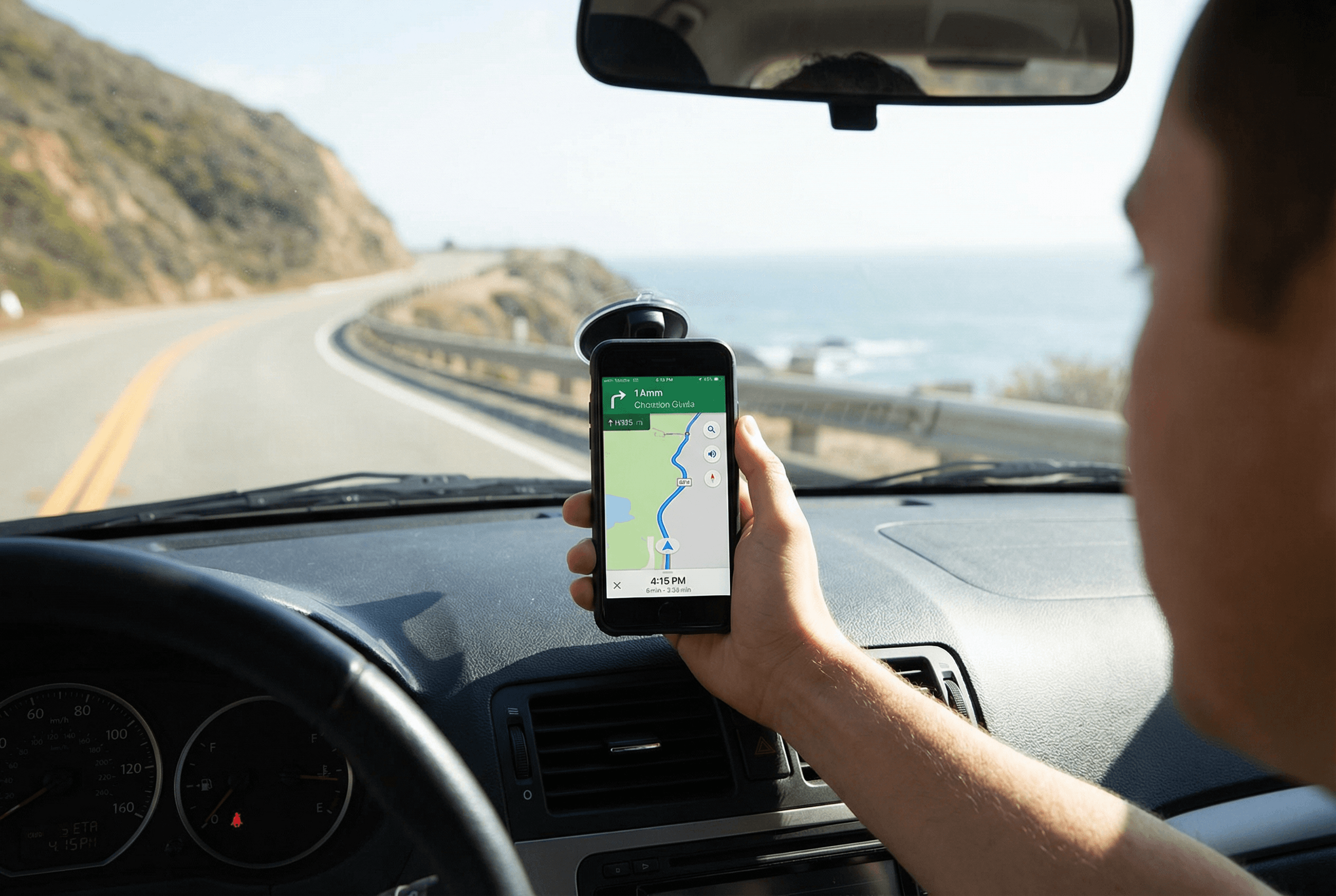Navigation app in use