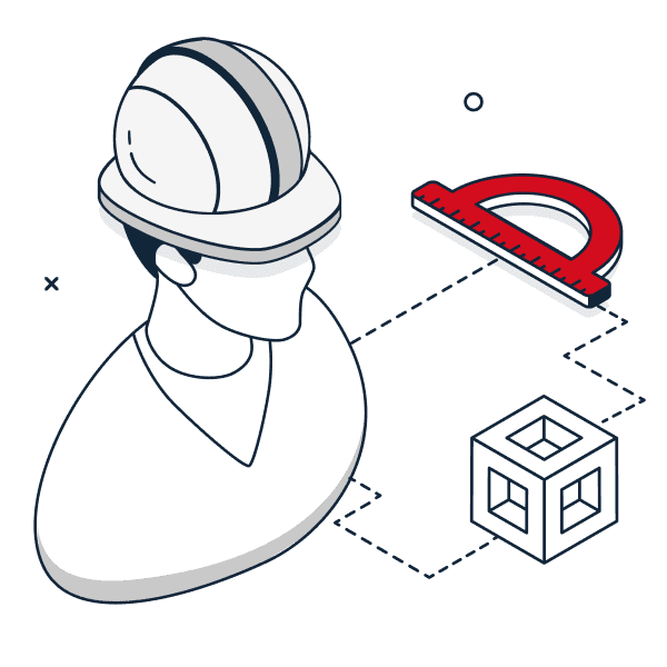 Icon showing a trained worker representing skilled manpower support