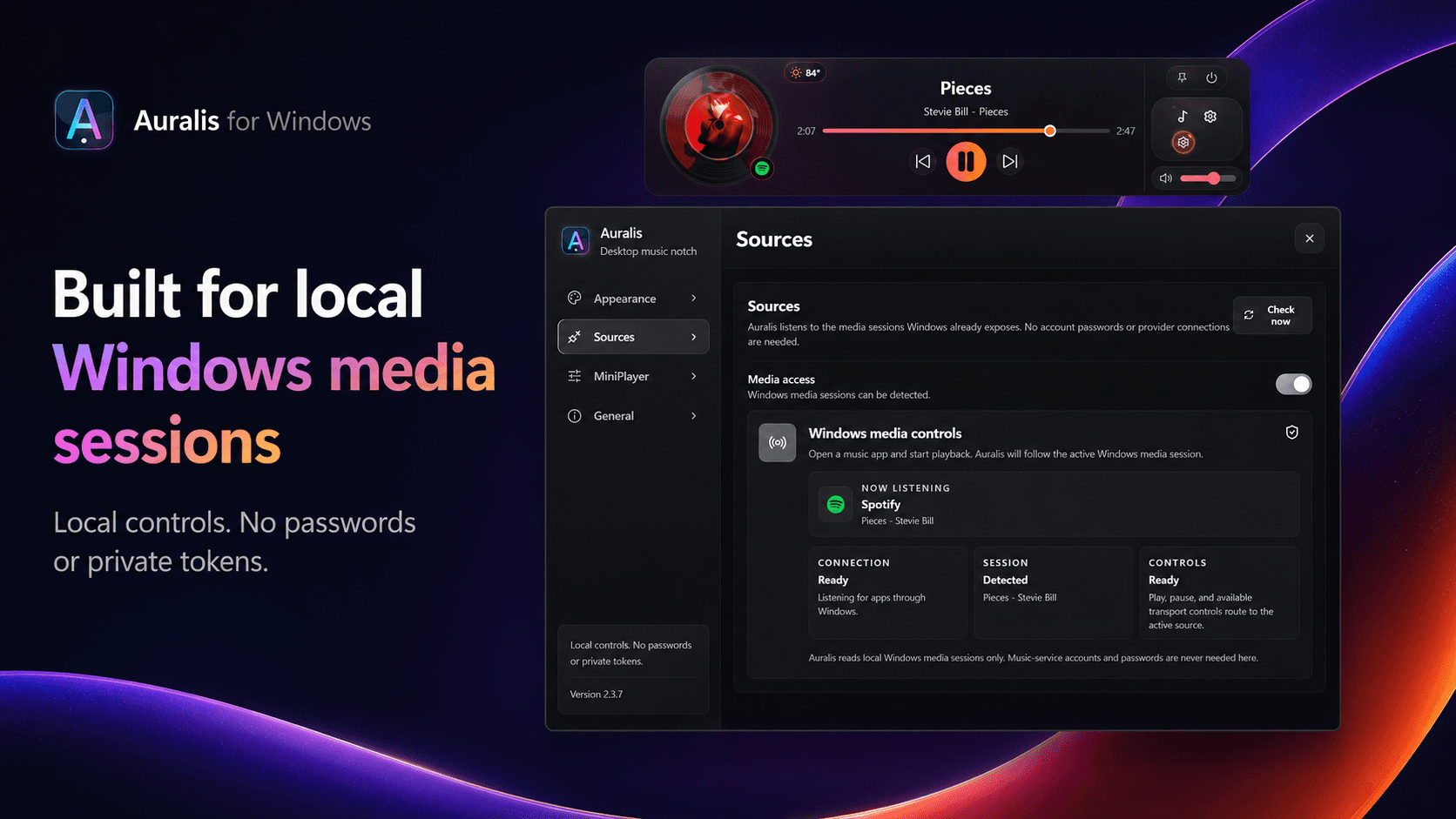 Auralis: Control playback without breaking focus.