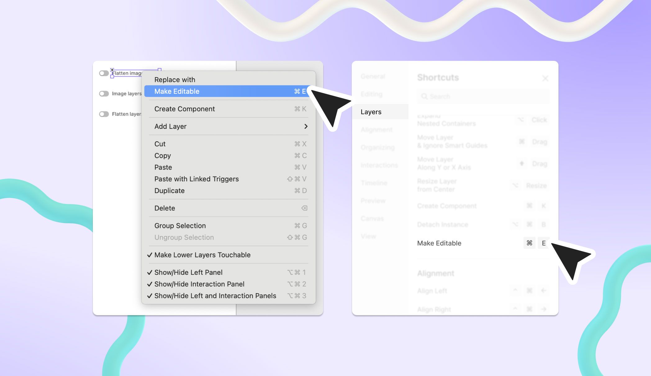 new shortcut to edit layers