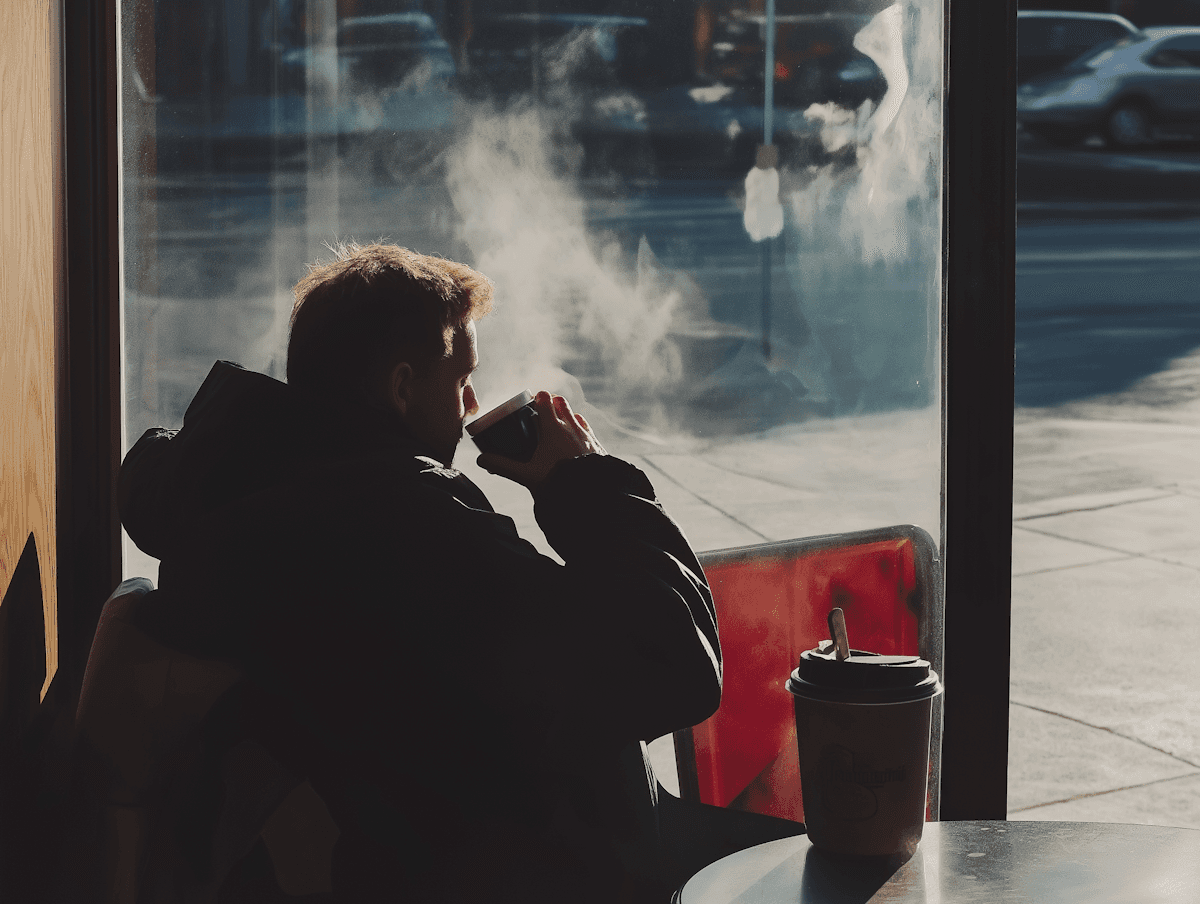 Man in Cafe by Window