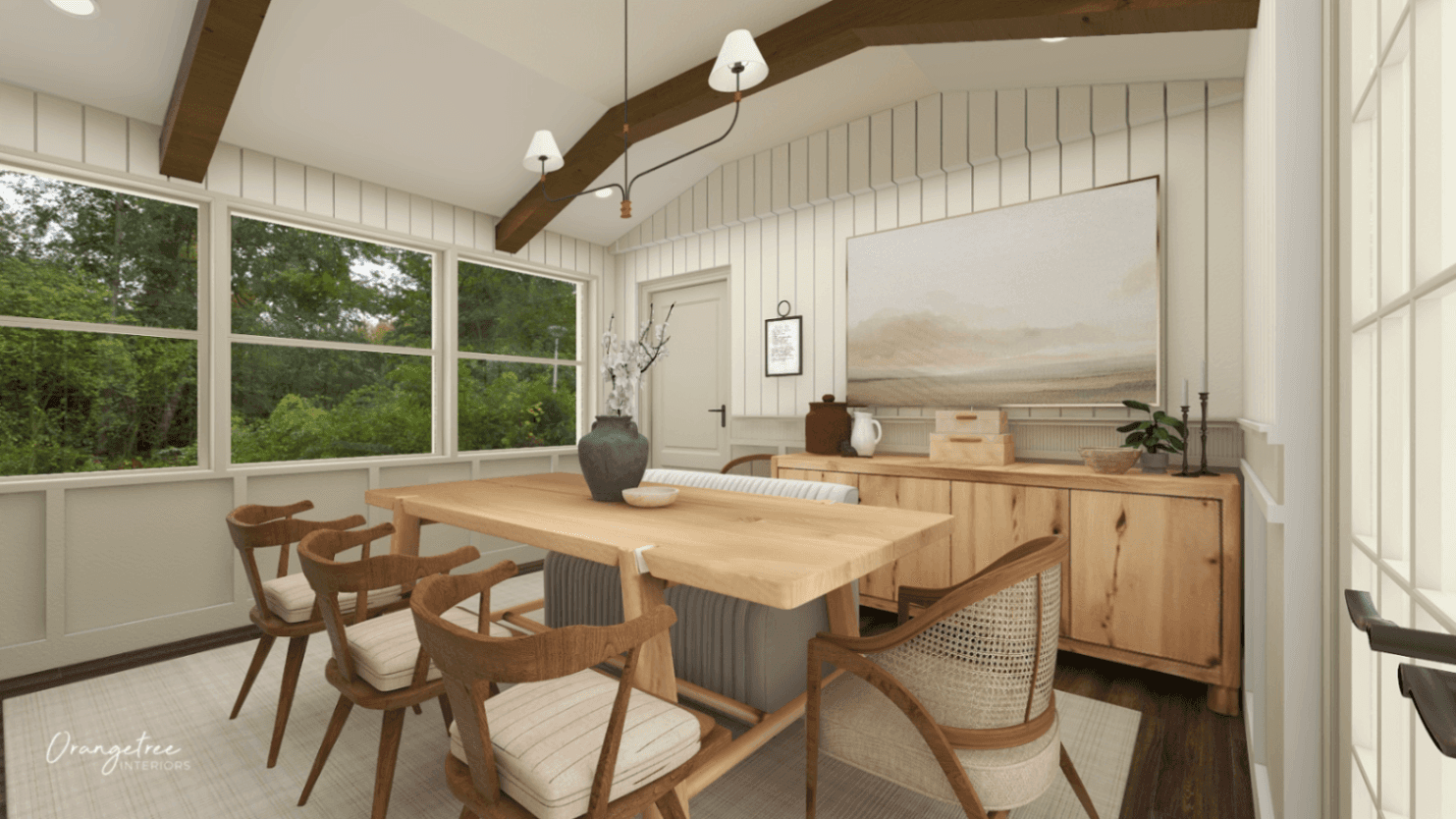 a white chair and ottoman in a room