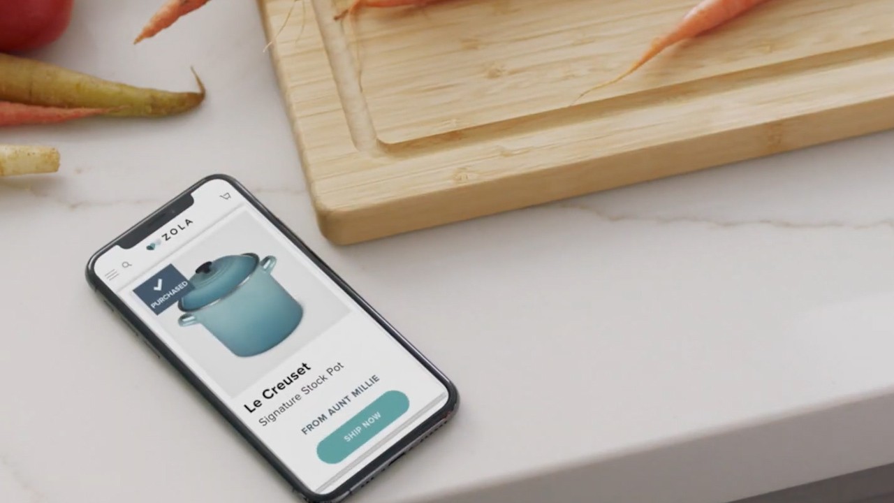 On-set production scene from Quirk Creative's Zola wedding e-commerce TV commercial