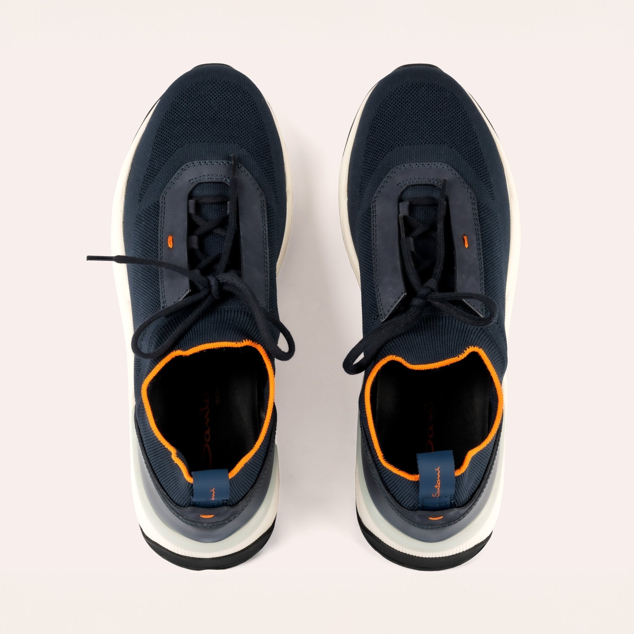 Men's blue knit sneakers with white sole - Mandelli UK