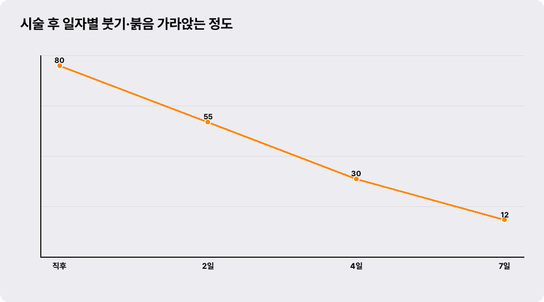 시술 후 일자별 붓기·붉음 가라앉는 정도