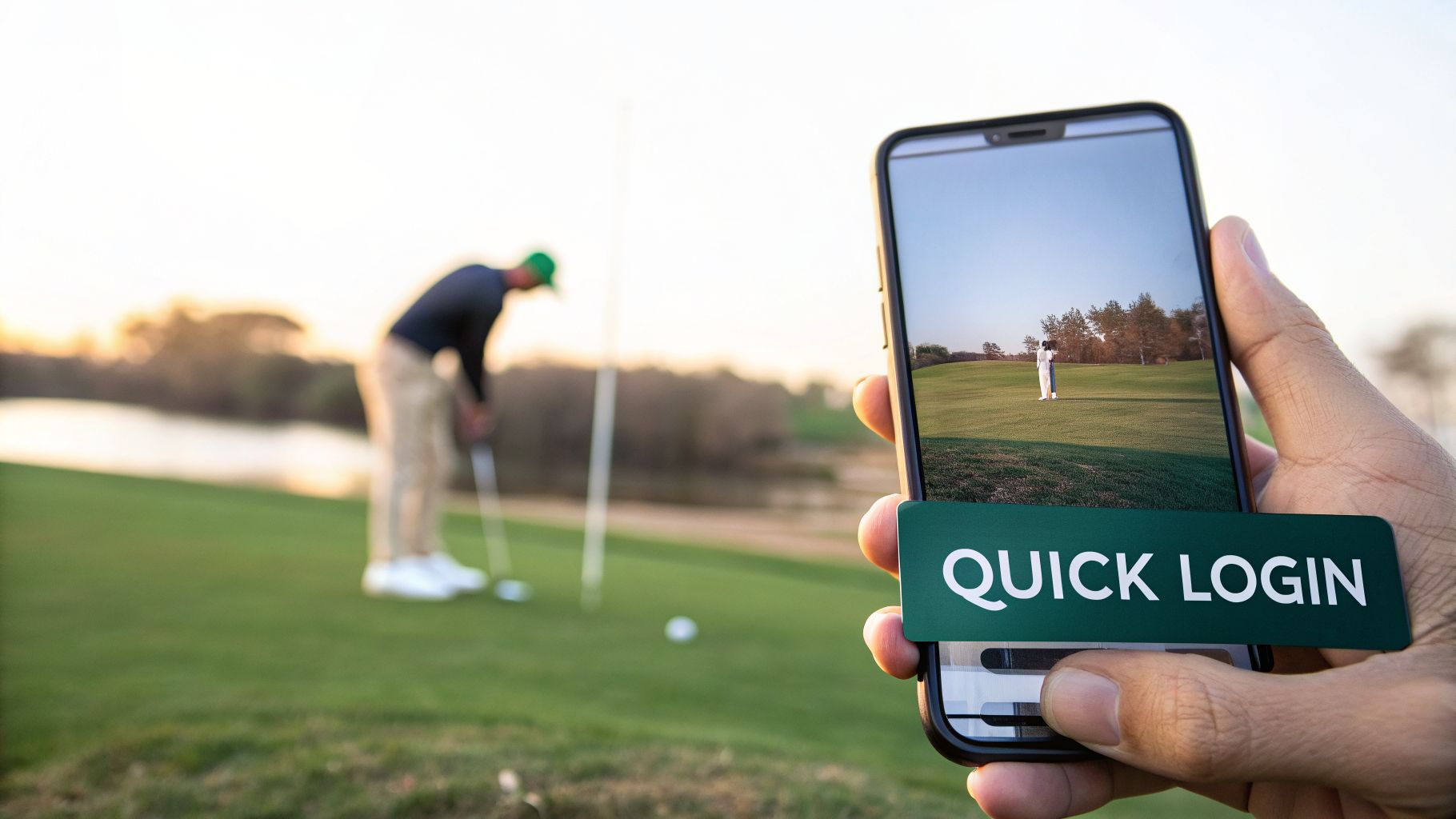 A hand holds a smartphone displaying 