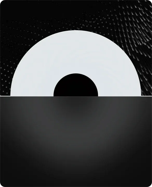 half a white disc on a textured background