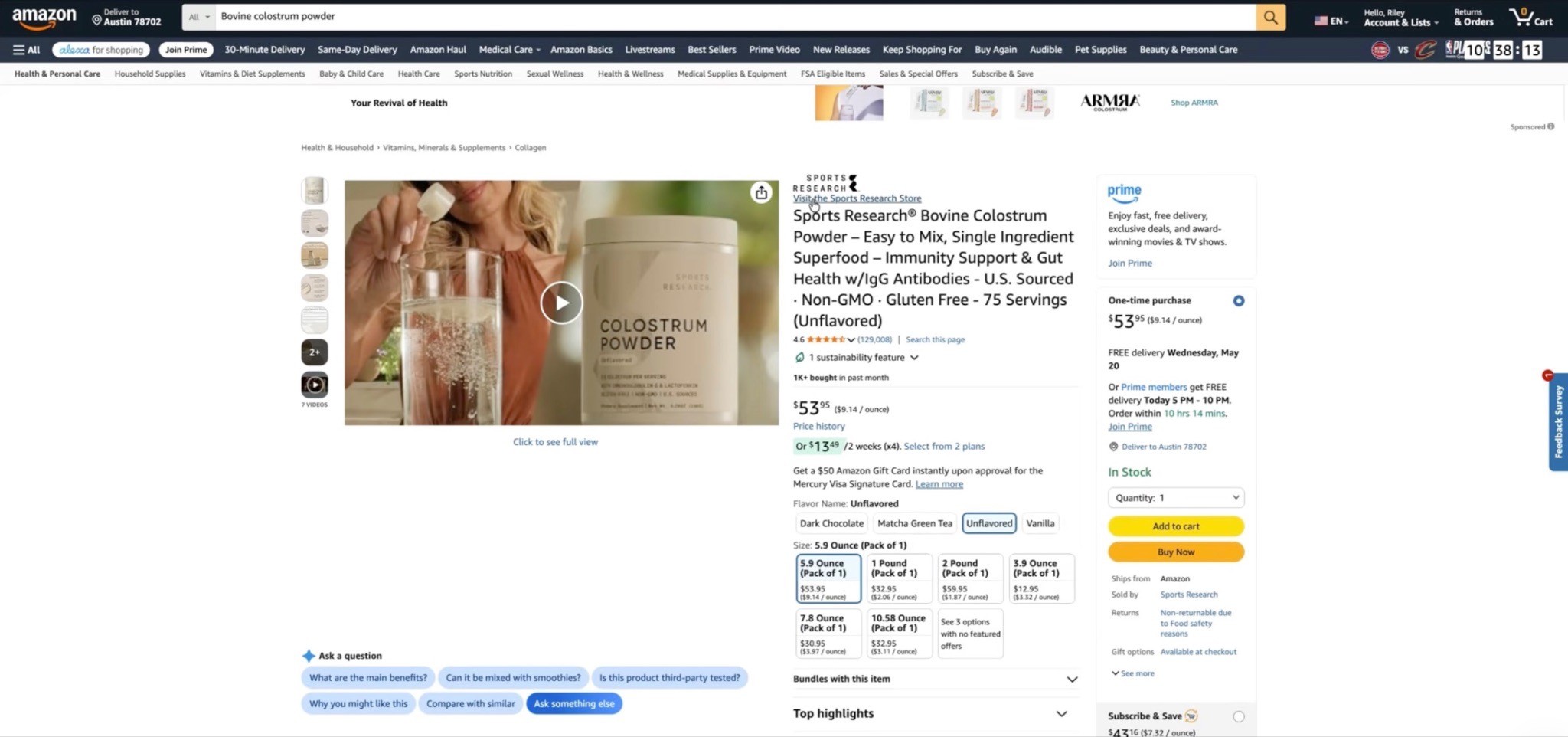 Product ISP in Amazon Main Image