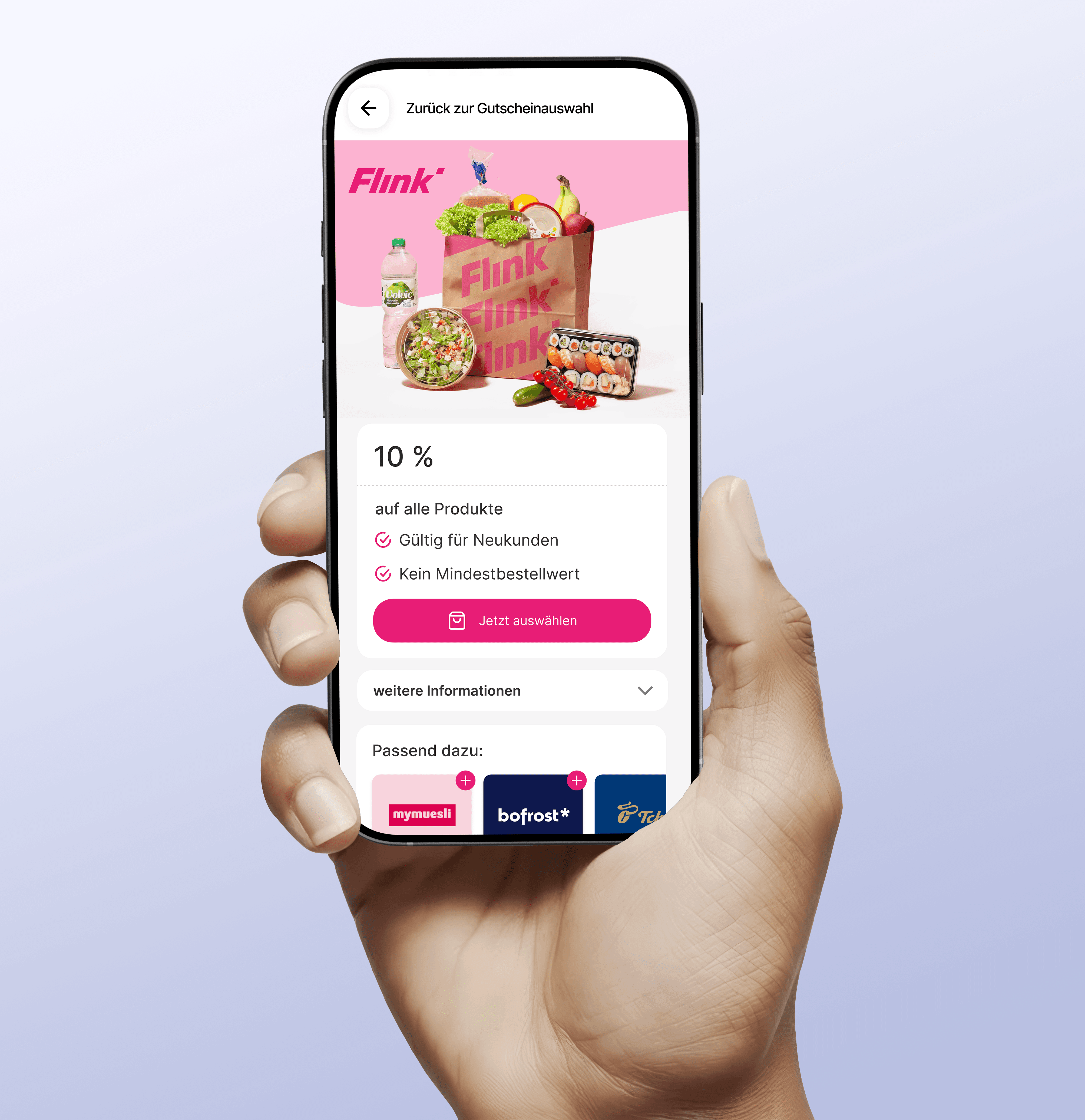 Smartphone mit Sovendus Produkt-Screen