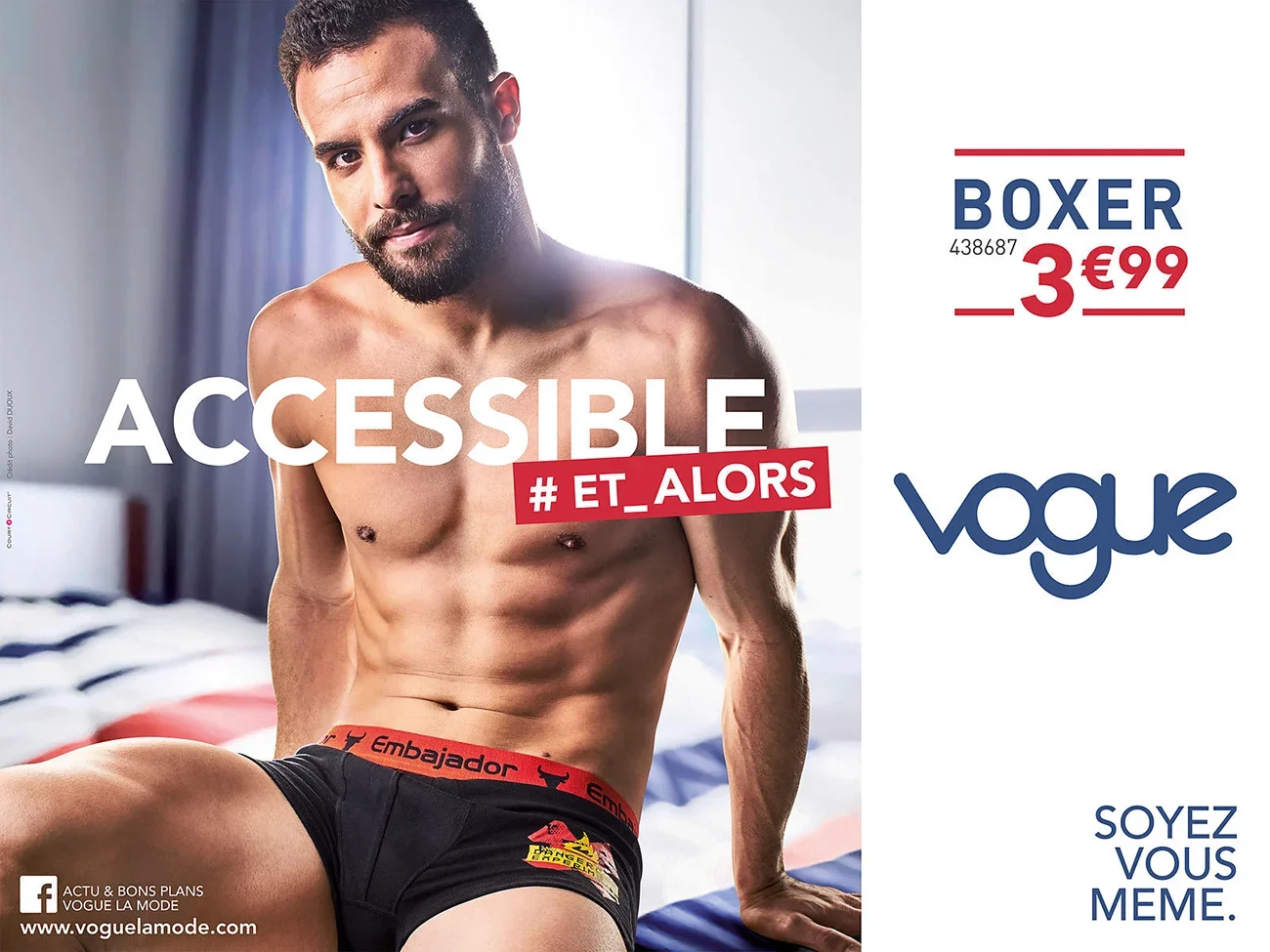 Mannequin homme pour Vogue en sous-vêtements — Photographie publicitaire de mode | Photographe David Dijoux, Réunion