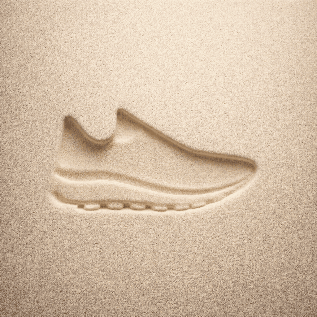 Silhouette of running shoe in foam