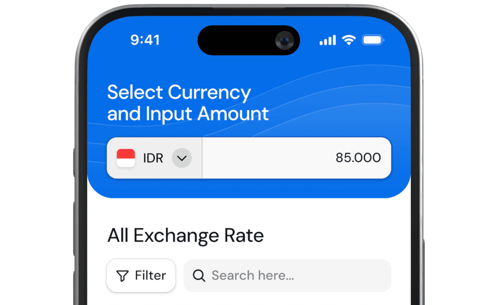 Screenshot of Currency Exchange Rate App cropped in the top section