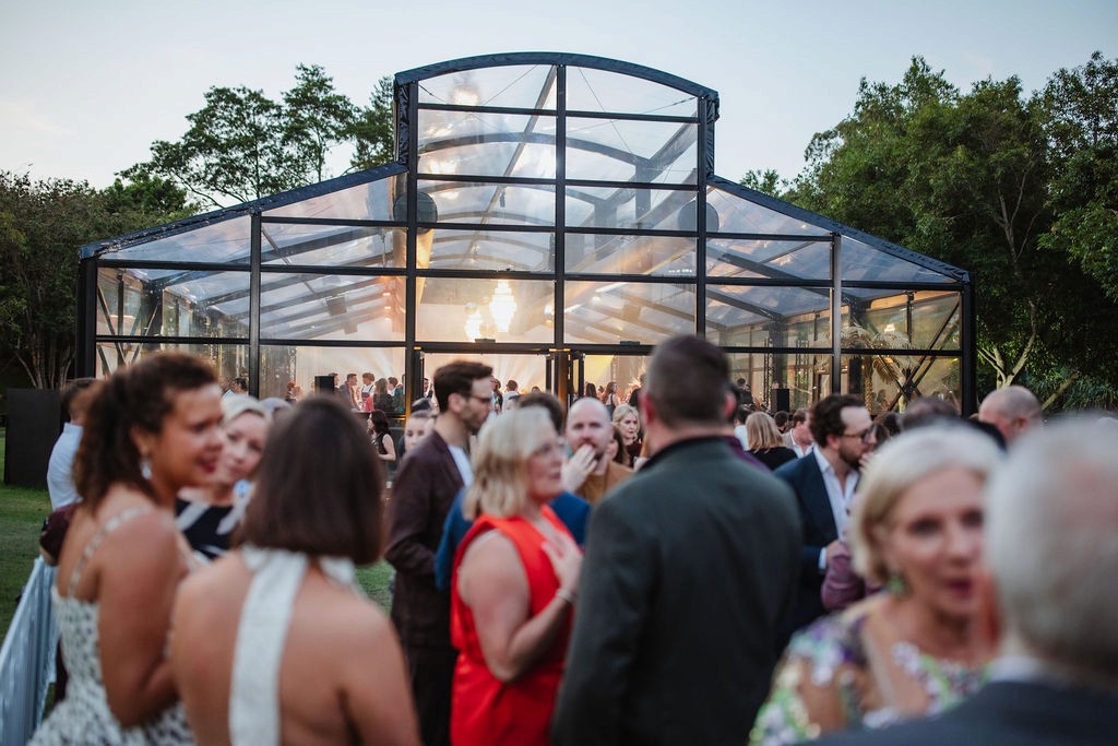 Guests outside of Glo House at Roma Street Parklands