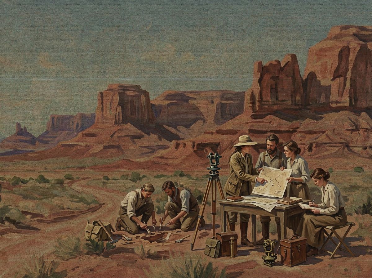 Group of figures standing in a canyon representing the multi-surface AI assistant ad format landscape covered by Thrad