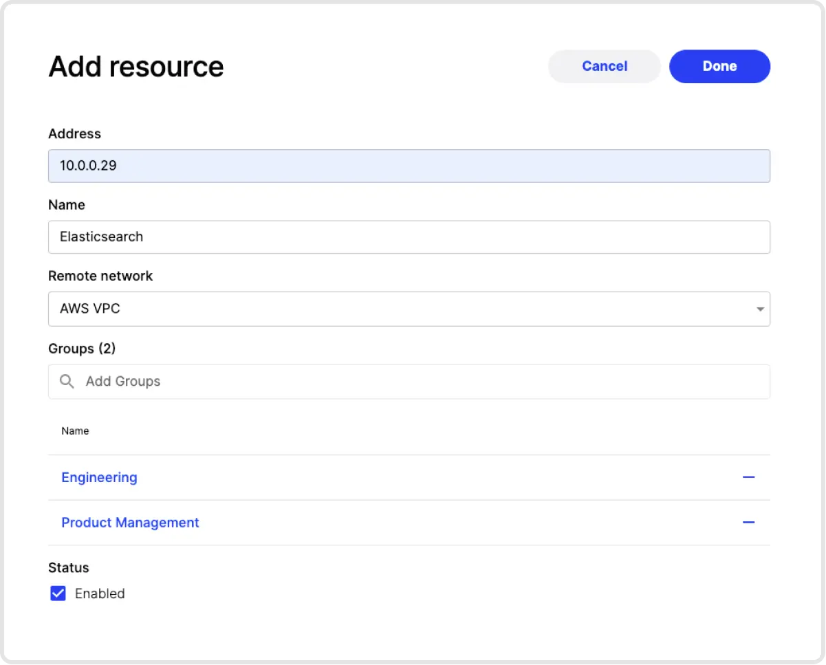 Enter new resource details