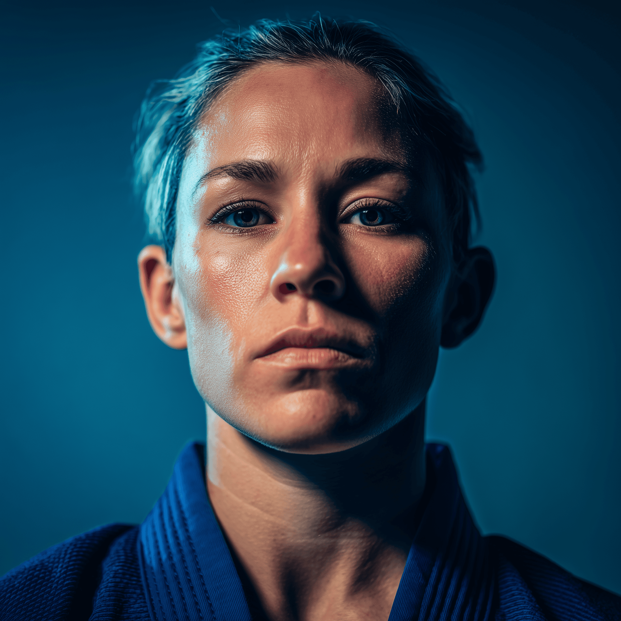 close-up of a female BJJ fighter at INNOV8 MMA gym