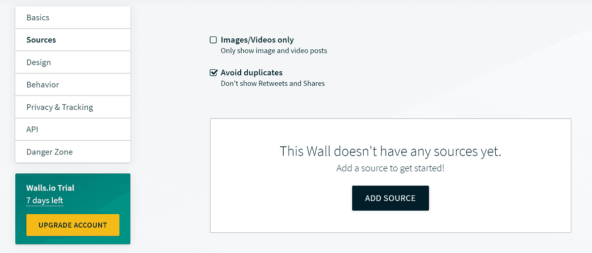 walls.io dashboard