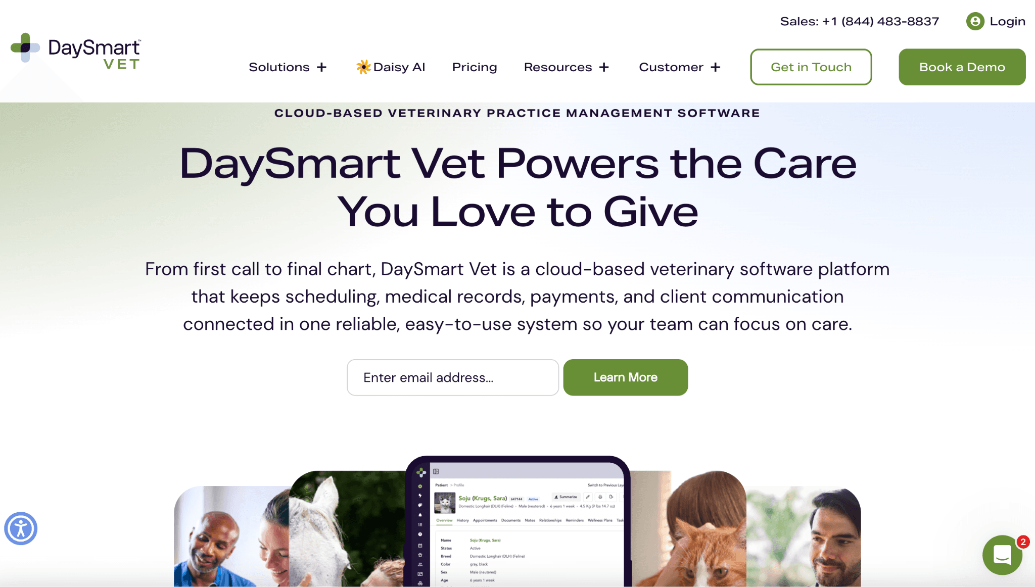 DaySmart Vet's homepage