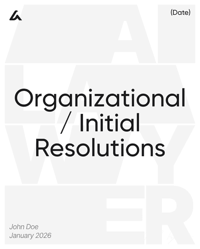 Organizational / Initial Resolutions