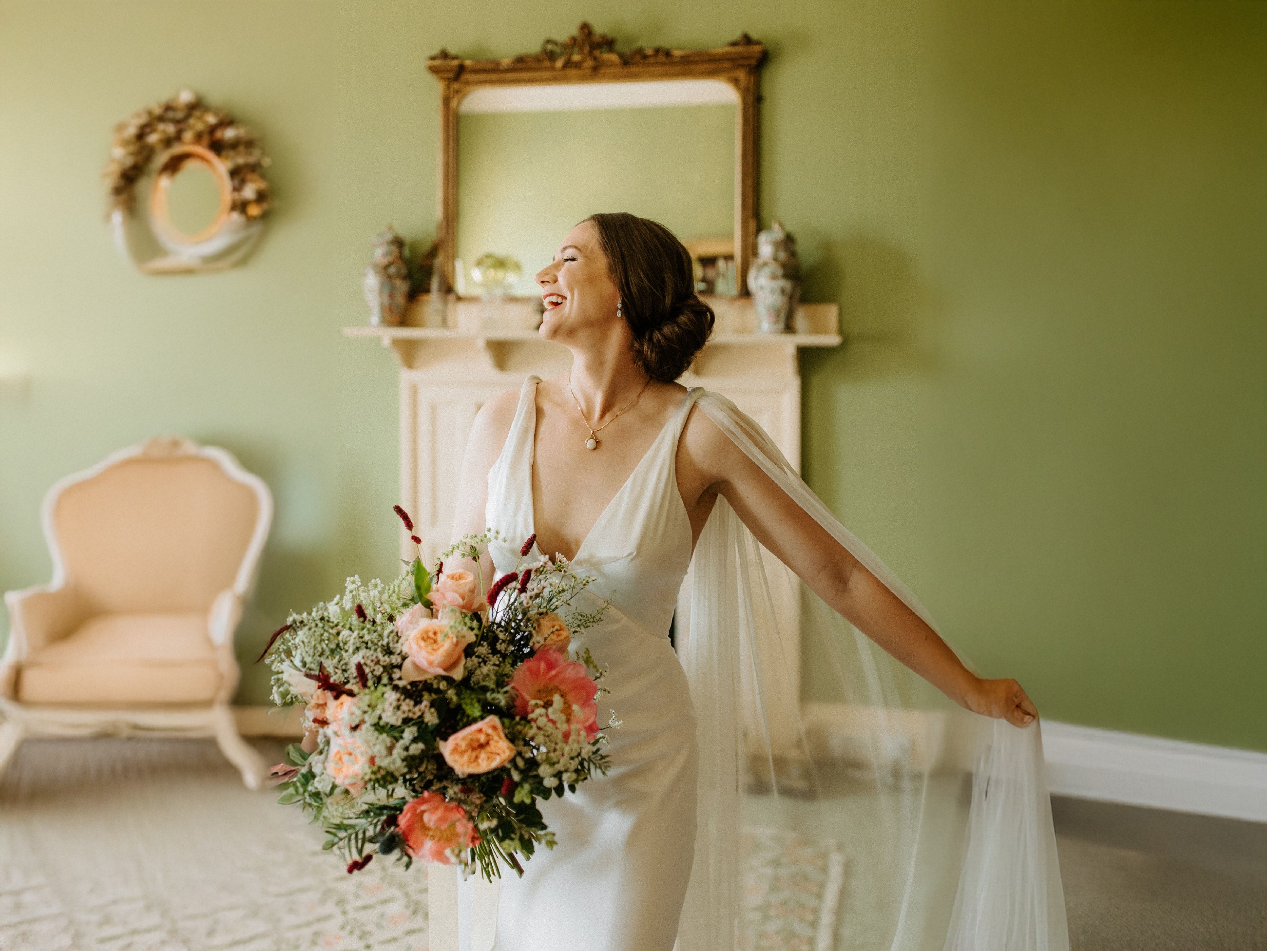 Bride holding a flower bouquet
