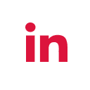 Logotipo do Linkedin vermelho envolvido por um círculo branco