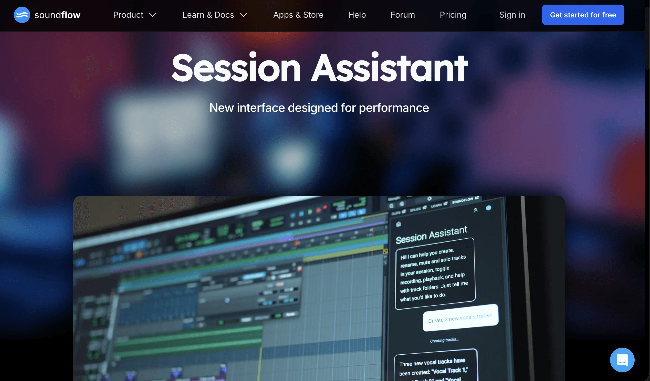 SoundFlow Session Assistant page