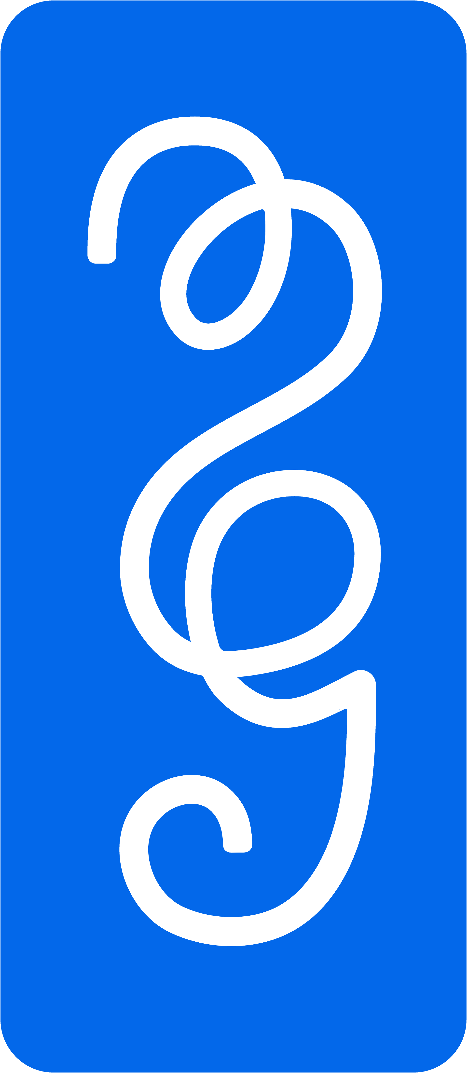 Maya Givens Logo, an m and g curlced together like her curly hair