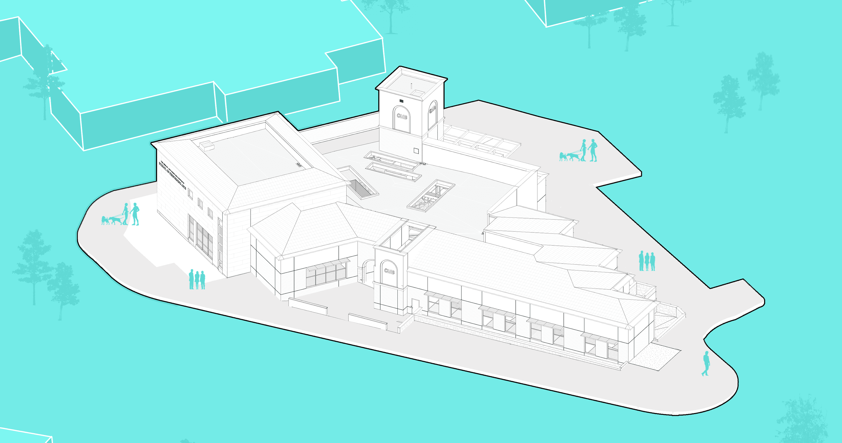 Site plan, isometric view.