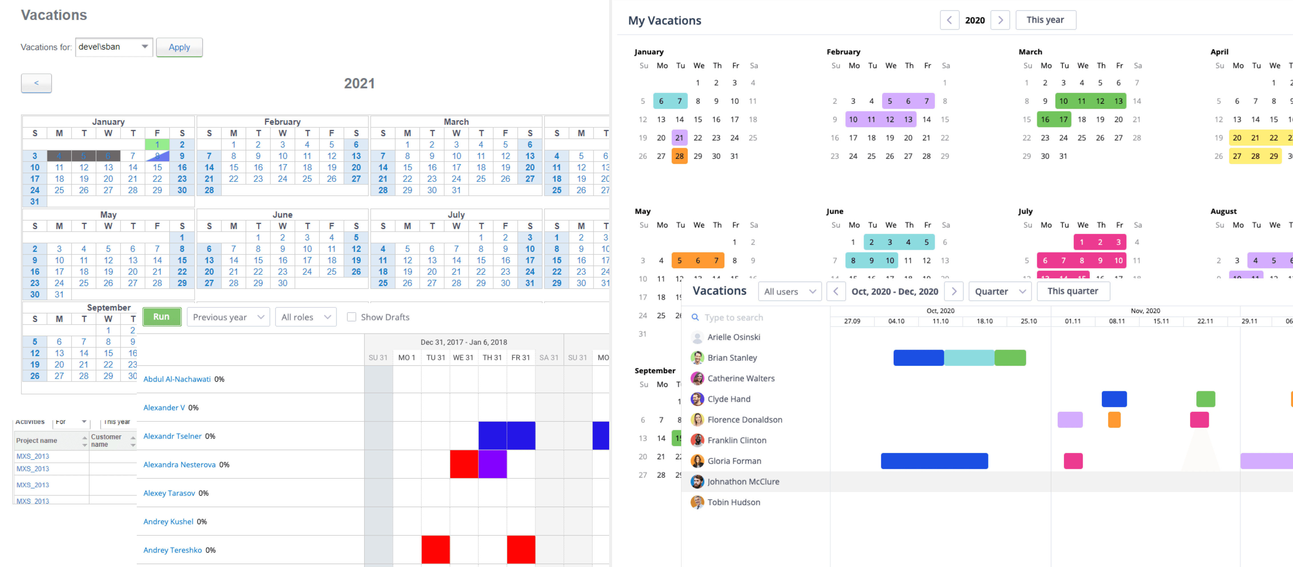 vacations calendar designed by Praskovia Mitskevich
