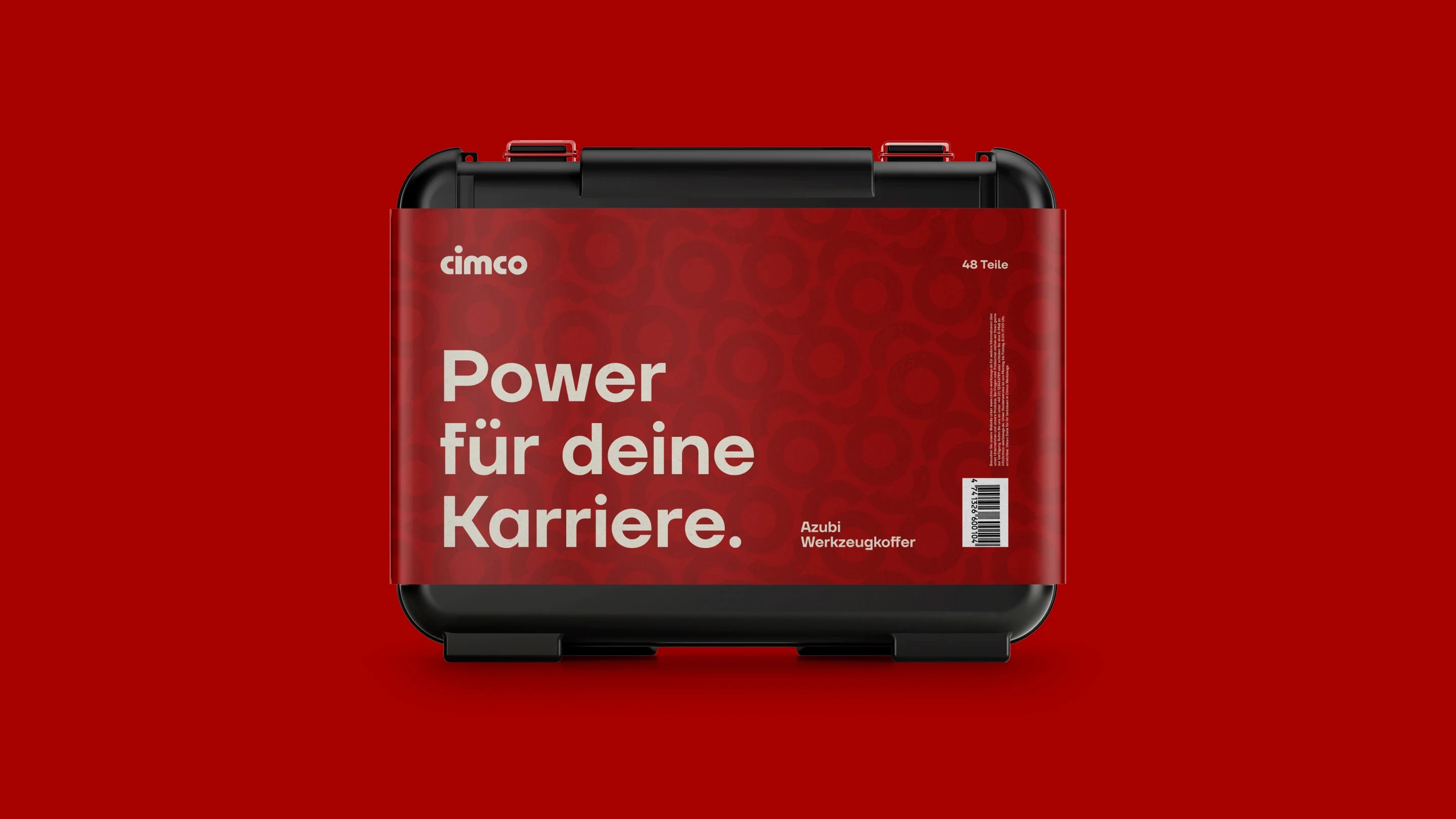 Suitcase on red background