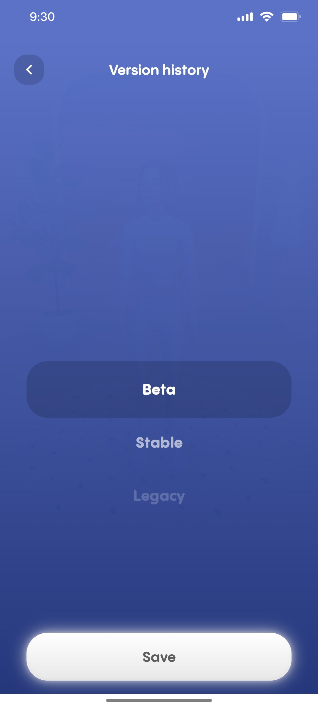 Replika Version History screen