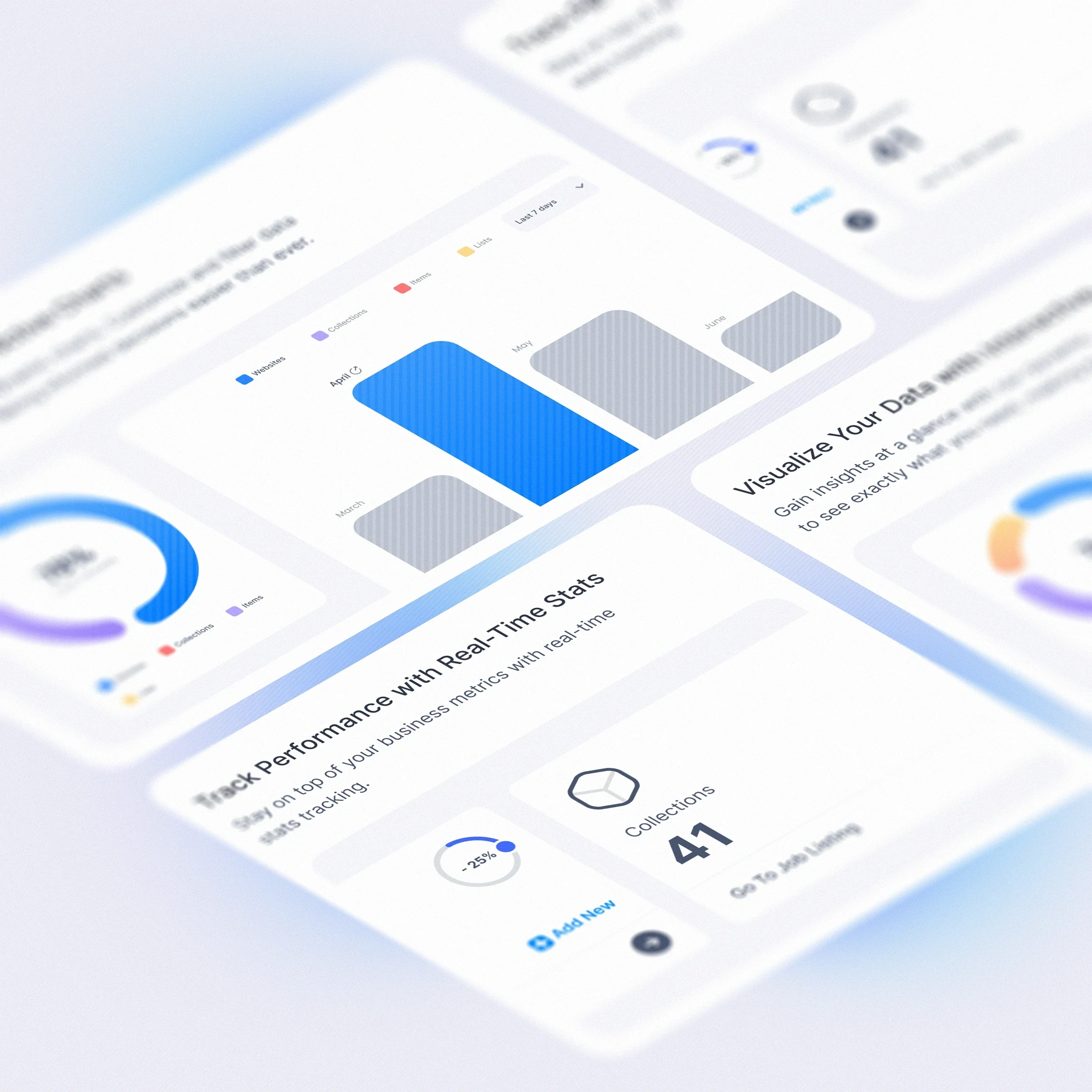 SaaS dashboard UI design with data visualization, charts, and analytics interface
