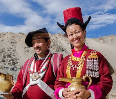 Traditional Ladakhi people in cultural attire