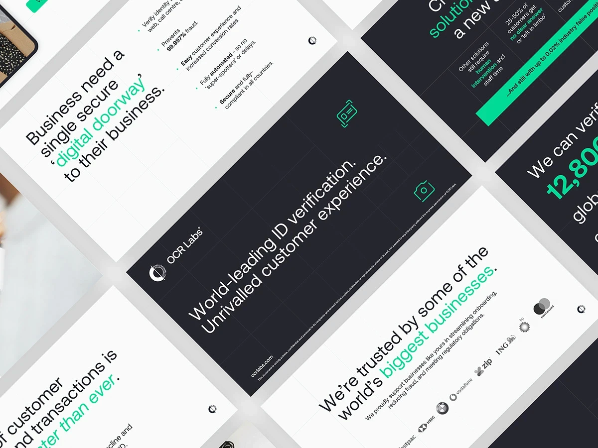 presentation design Powerpoint slides pitch deck b2b saas identity verification Pitch Deck Design presentation template Google Slides Keynote