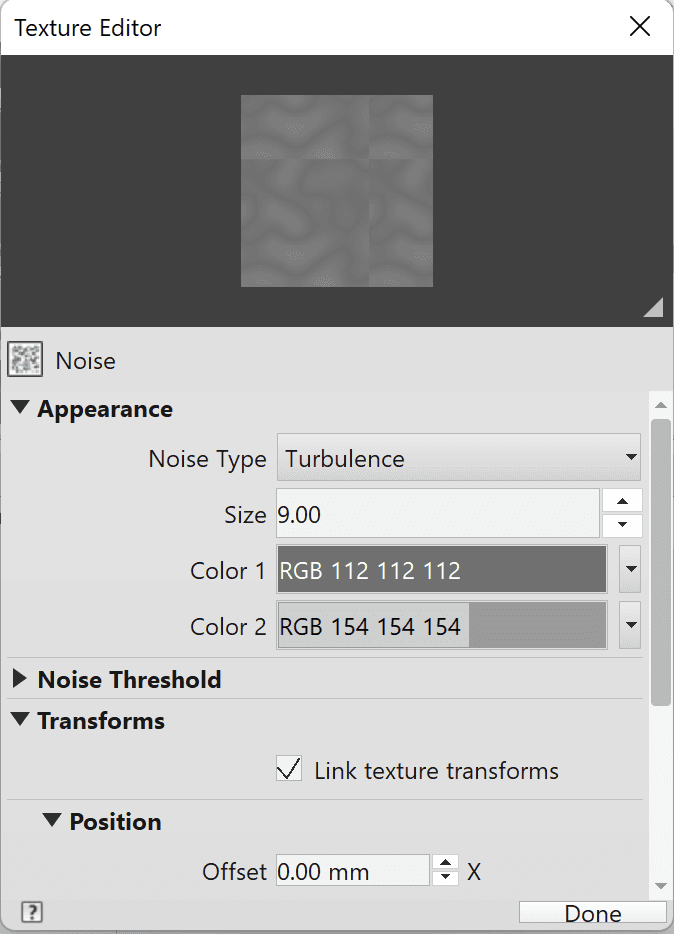 Bump noise settings.