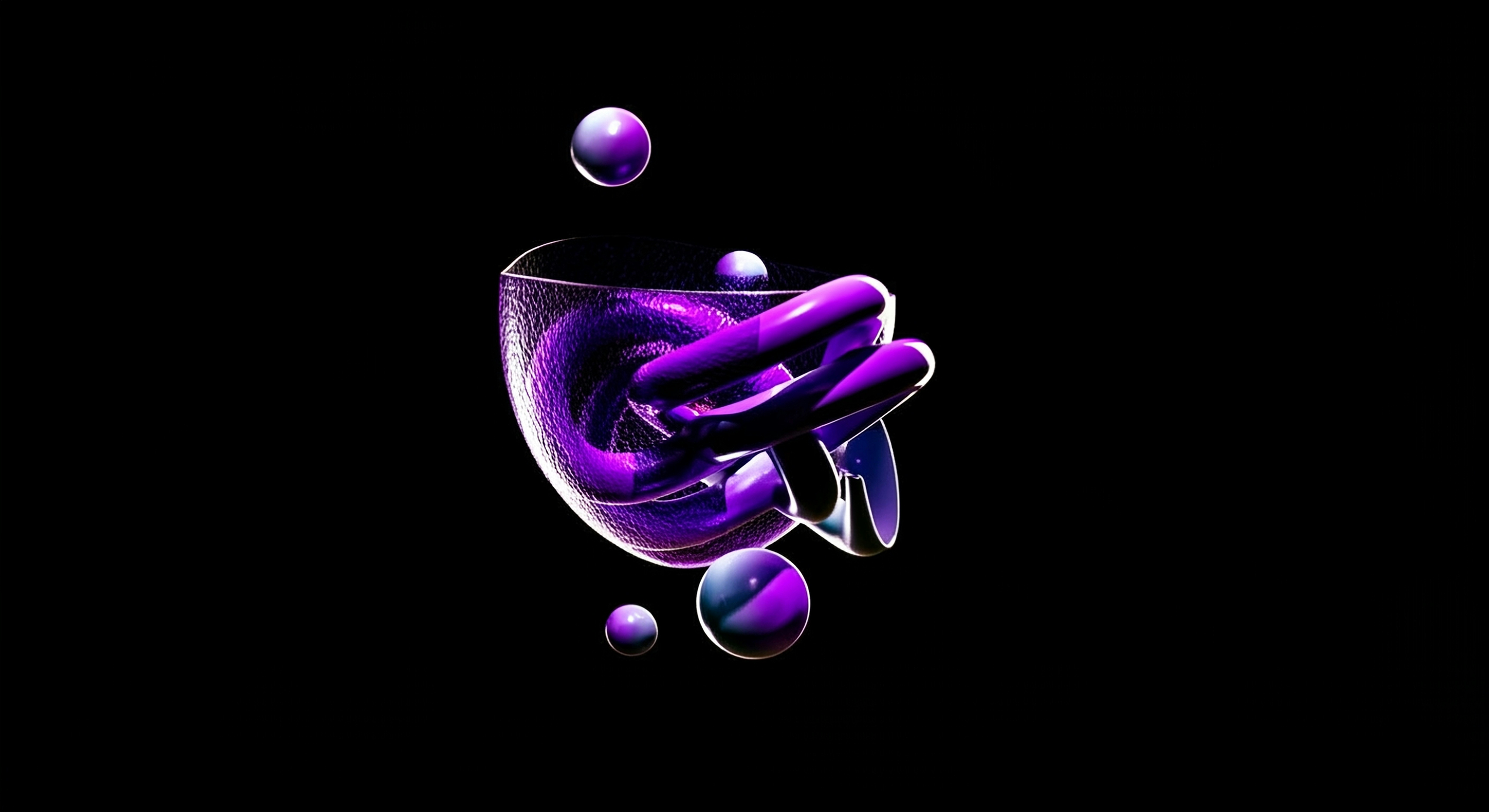 Purple liquid swirling inside a glass container with bubbles