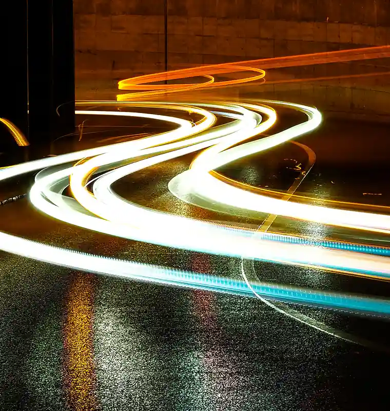 Light trails symbolizing easy process