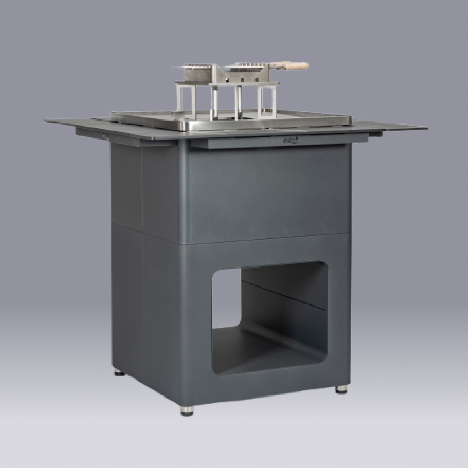 Render barbecue esh con piano a legna
