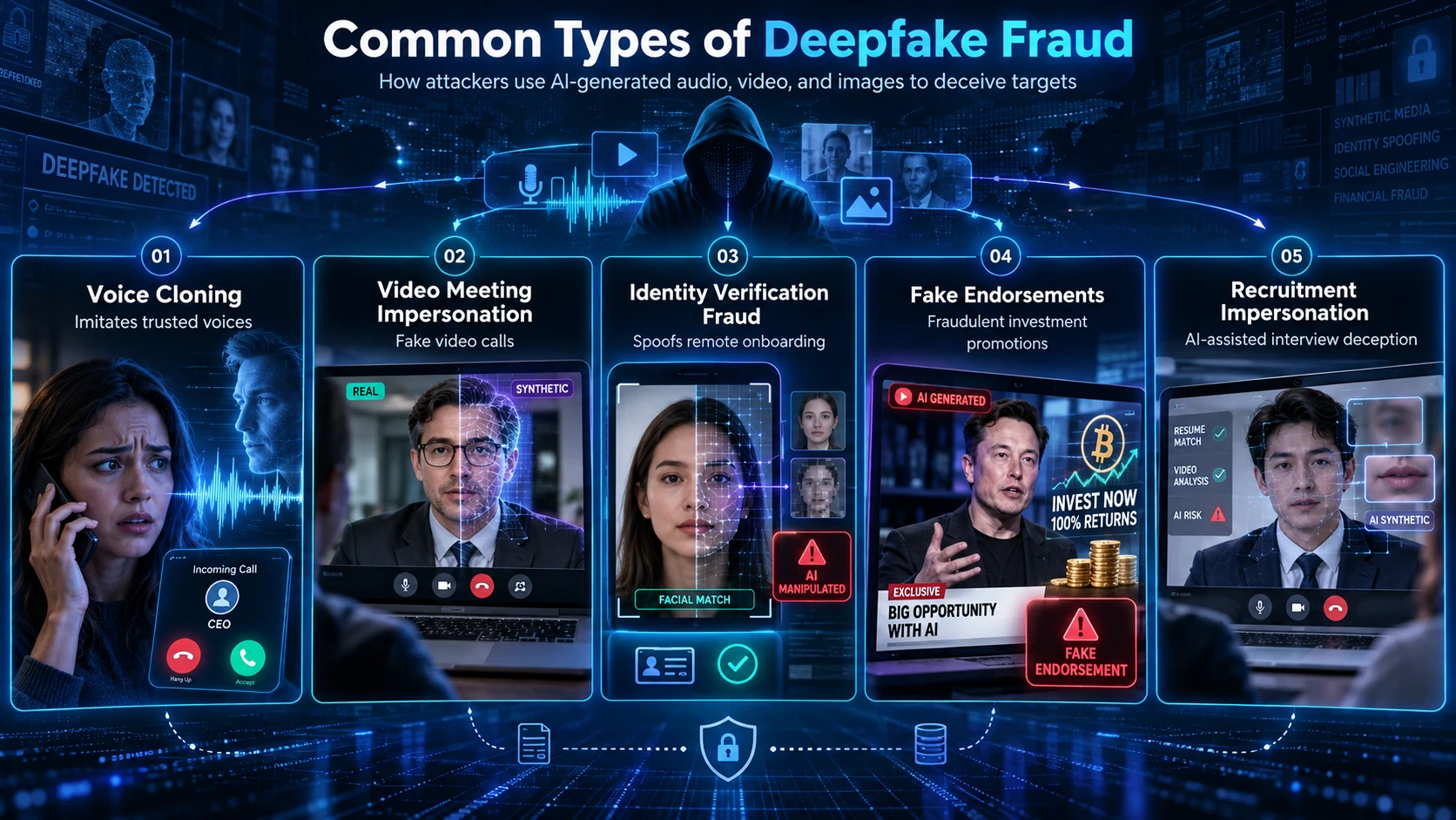 Image Showing Common Types of Deepfake Fraud
