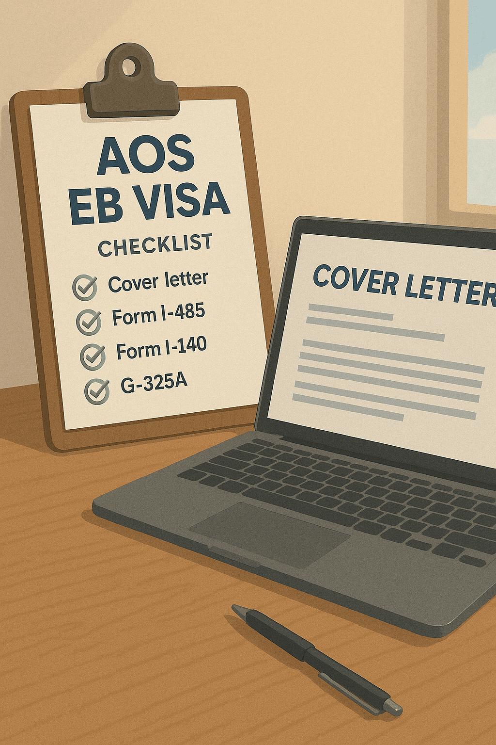 Flat vector illustration of an international couple video chatting, with one holding a passport and the other sitting at a desk in the U.S. Icons in the background depict USCIS approval, NVC correspondence, and air travel, symbolizing the K1 fiancé visa process and the wait for a case number.